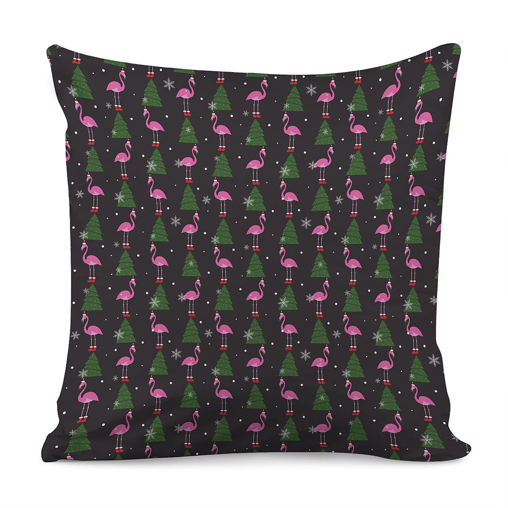 Pink Christmas Flamingo Pattern Print Pillow Cover
