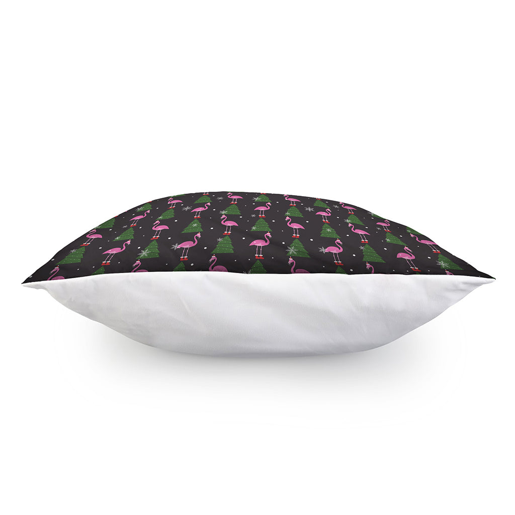 Pink Christmas Flamingo Pattern Print Pillow Cover