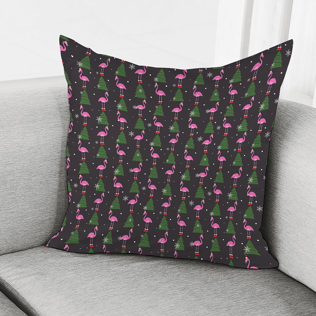 Pink Christmas Flamingo Pattern Print Pillow Cover