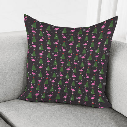 Pink Christmas Flamingo Pattern Print Pillow Cover