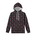 Pink Christmas Flamingo Pattern Print Pullover Hoodie