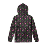Pink Christmas Flamingo Pattern Print Pullover Hoodie