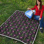 Pink Christmas Flamingo Pattern Print Quilt