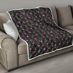 Pink Christmas Flamingo Pattern Print Quilt