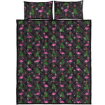 Pink Christmas Flamingo Pattern Print Quilt Bed Set