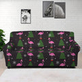 Pink Christmas Flamingo Pattern Print Sofa Cover