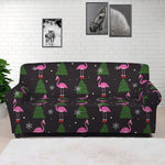 Pink Christmas Flamingo Pattern Print Sofa Cover