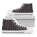 Pink Christmas Flamingo Pattern Print White High Top Sneakers