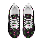 Pink Christmas Flamingo Pattern Print White Sneakers