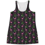 Pink Christmas Flamingo Pattern Print Women's Racerback Tank Top