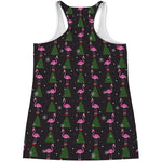 Pink Christmas Flamingo Pattern Print Women's Racerback Tank Top
