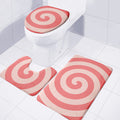 Pink Circle Swirl Print 3 Piece Bath Mat Set