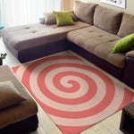 Pink Circle Swirl Print Area Rug