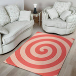 Pink Circle Swirl Print Area Rug