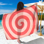 Pink Circle Swirl Print Beach Sarong Wrap