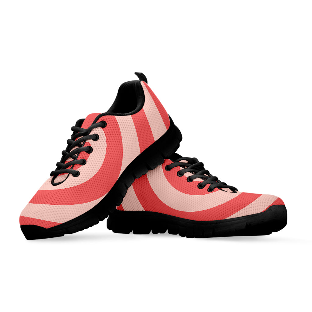 Pink Circle Swirl Print Black Sneakers