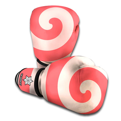 Pink Circle Swirl Print Boxing Gloves