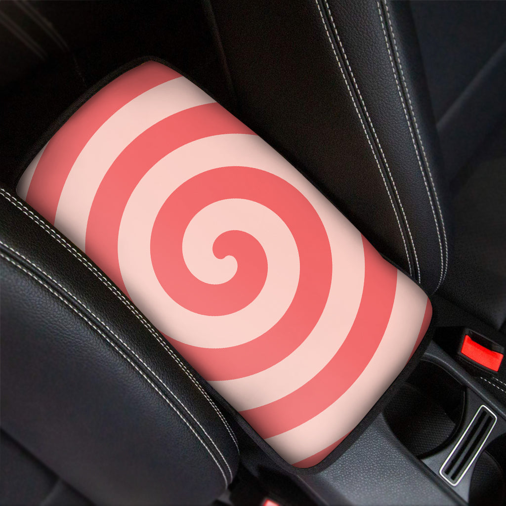 Pink Circle Swirl Print Car Center Console Cover