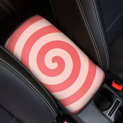 Pink Circle Swirl Print Car Center Console Cover