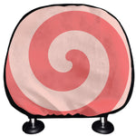Pink Circle Swirl Print Car Headrest Covers