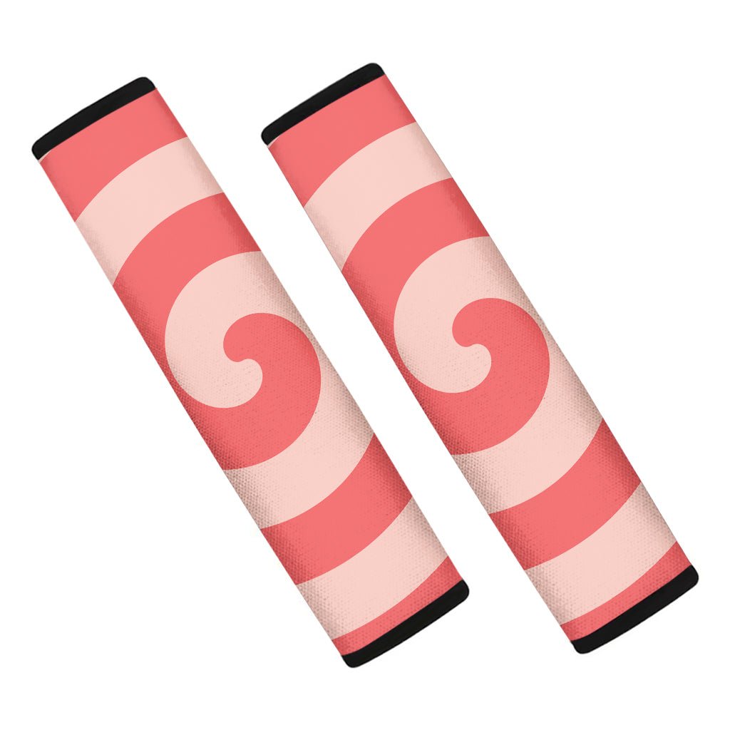Pink Circle Swirl Print Car Seat Belt Covers