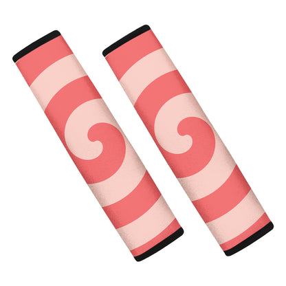 Pink Circle Swirl Print Car Seat Belt Covers