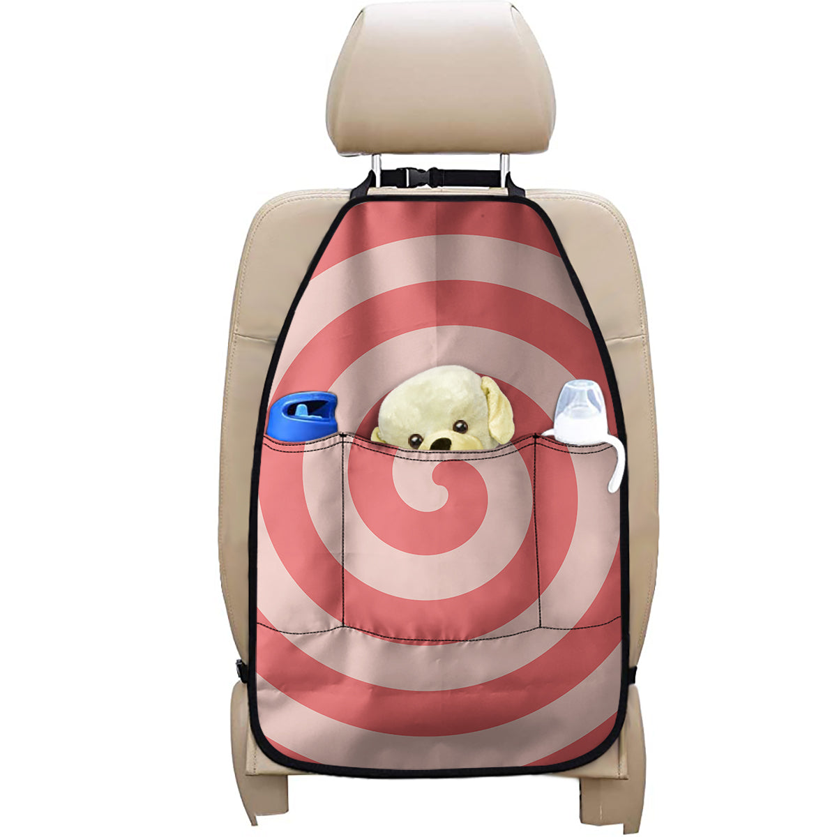 Pink Circle Swirl Print Car Seat Organizers
