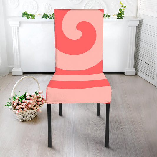 Pink Circle Swirl Print Dining Chair Slipcover