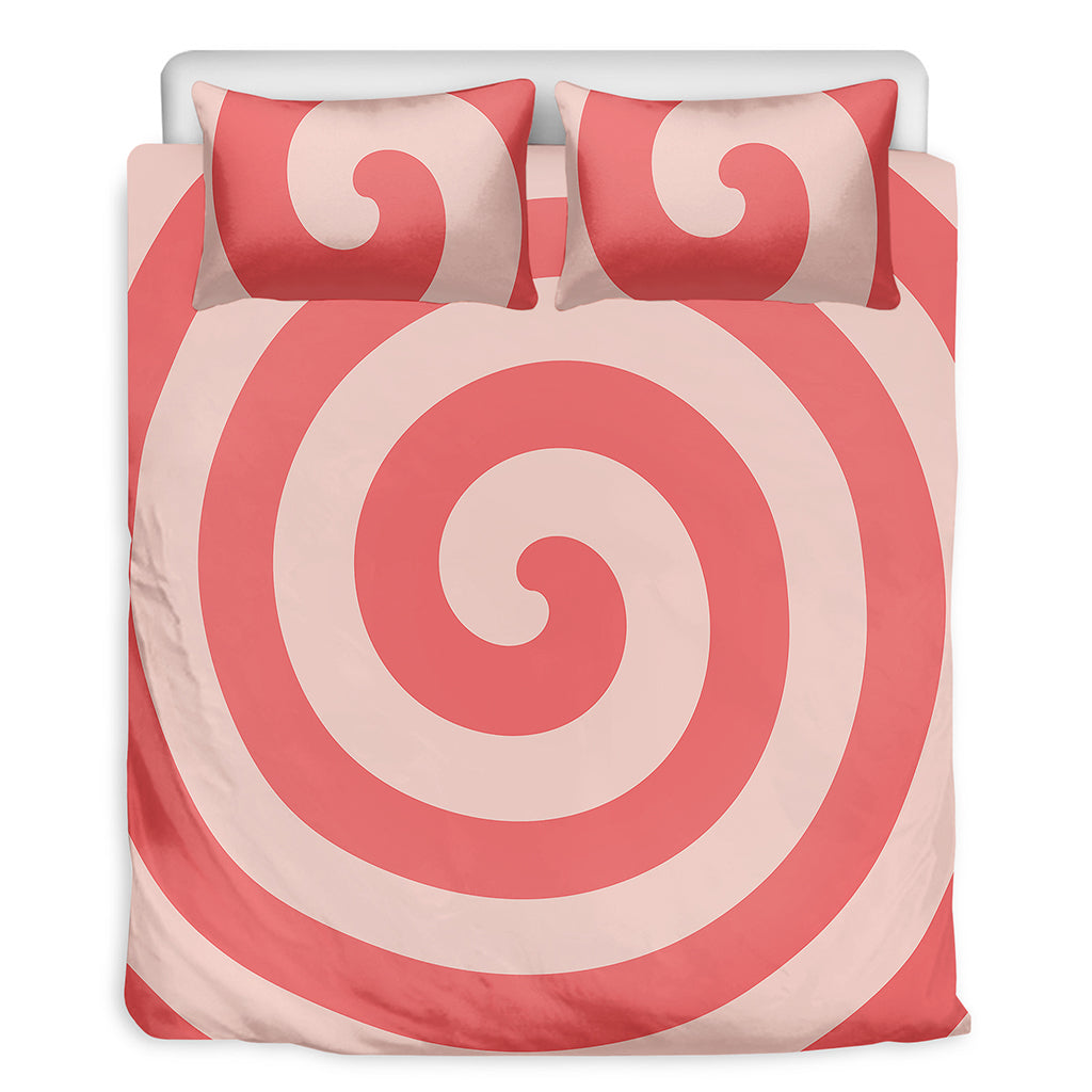 Pink Circle Swirl Print Duvet Cover Bedding Set
