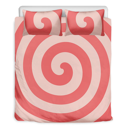 Pink Circle Swirl Print Duvet Cover Bedding Set