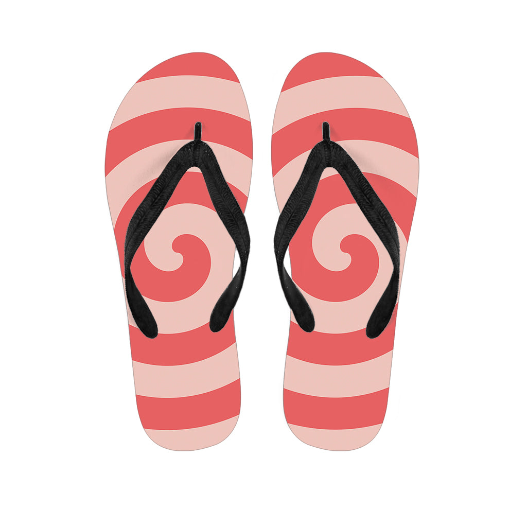 Pink Circle Swirl Print Flip Flops