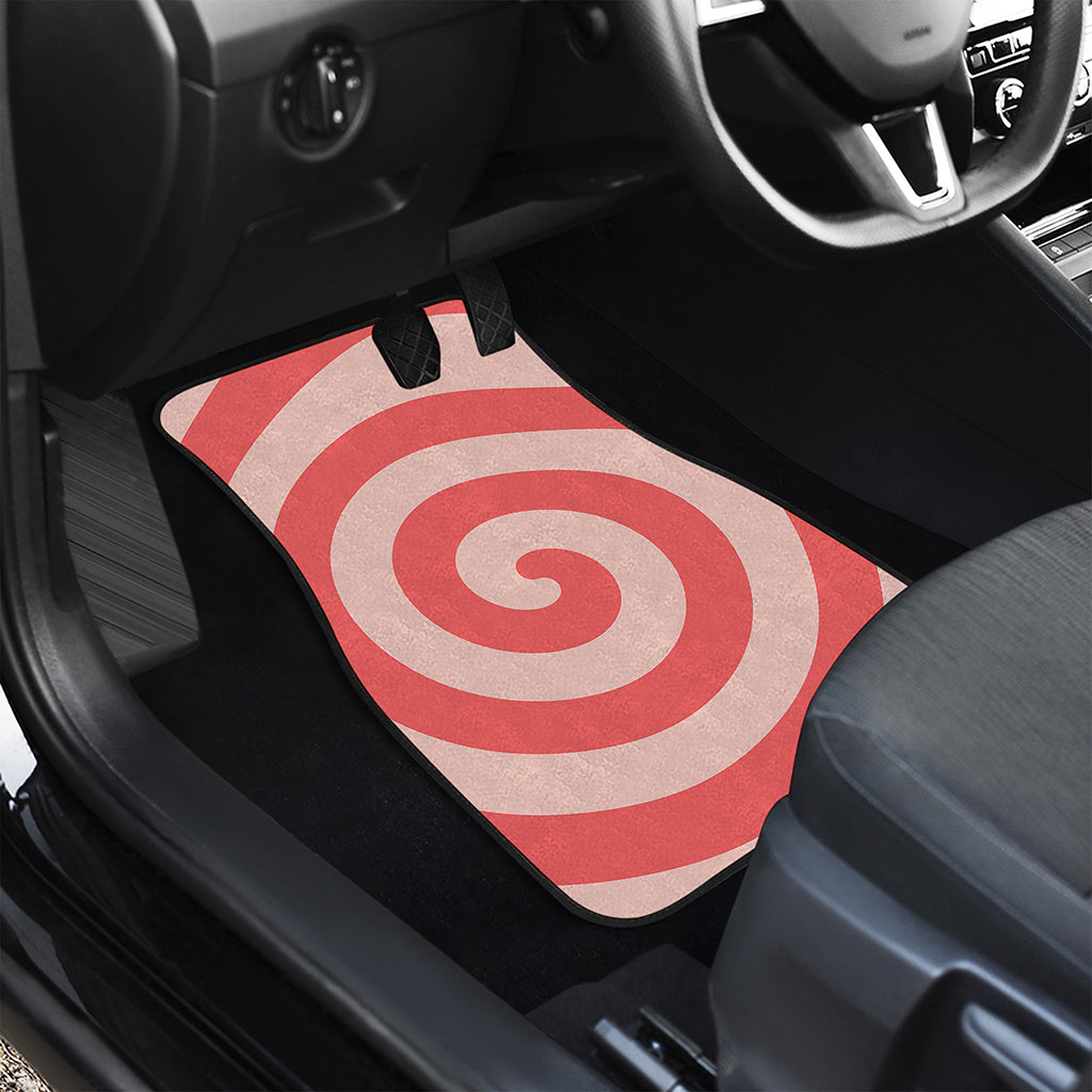 Pink Circle Swirl Print Front and Back Car Floor Mats