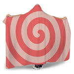 Pink Circle Swirl Print Hooded Blanket