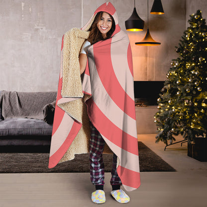 Pink Circle Swirl Print Hooded Blanket