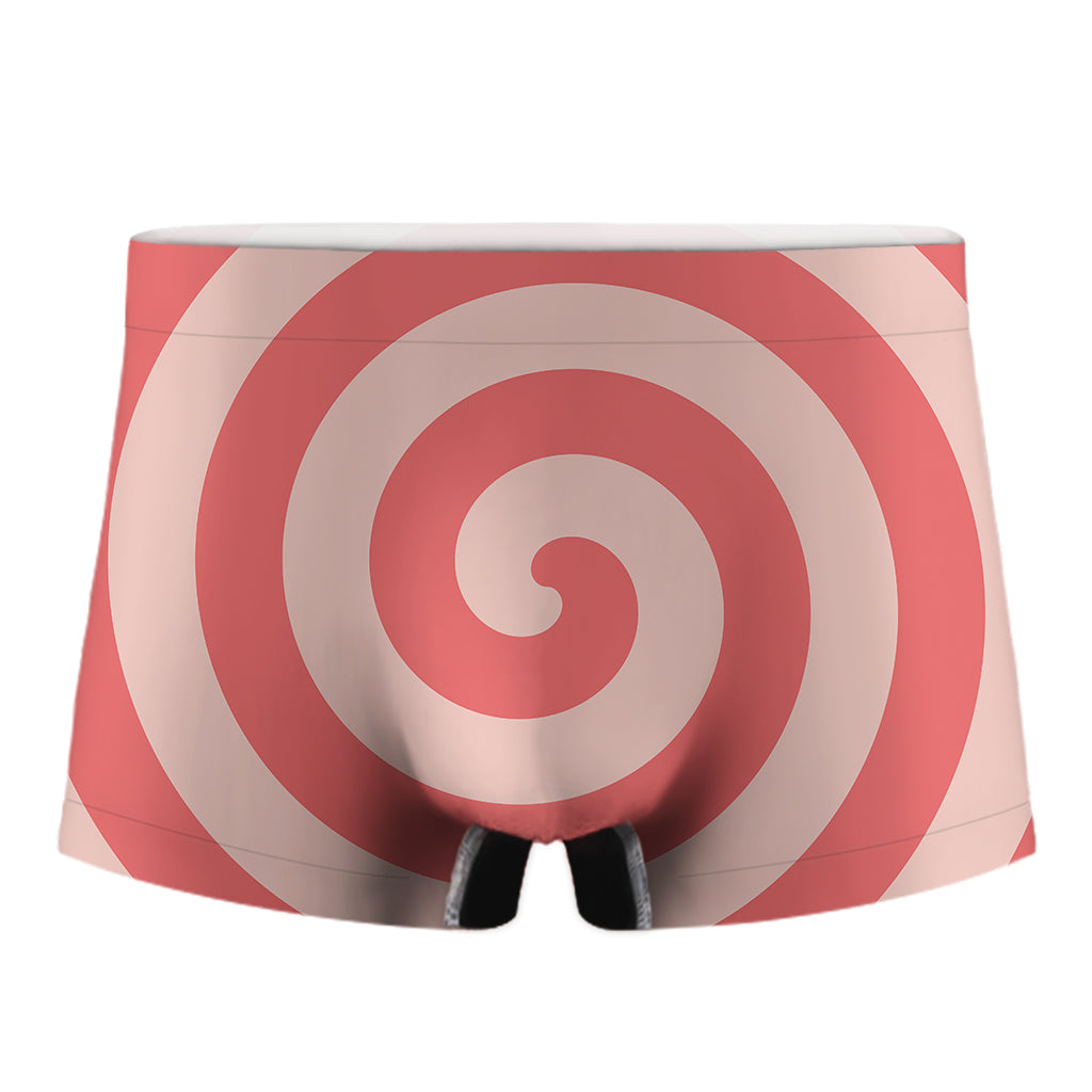 Pink Circle Swirl Print Men's Boxer Briefs