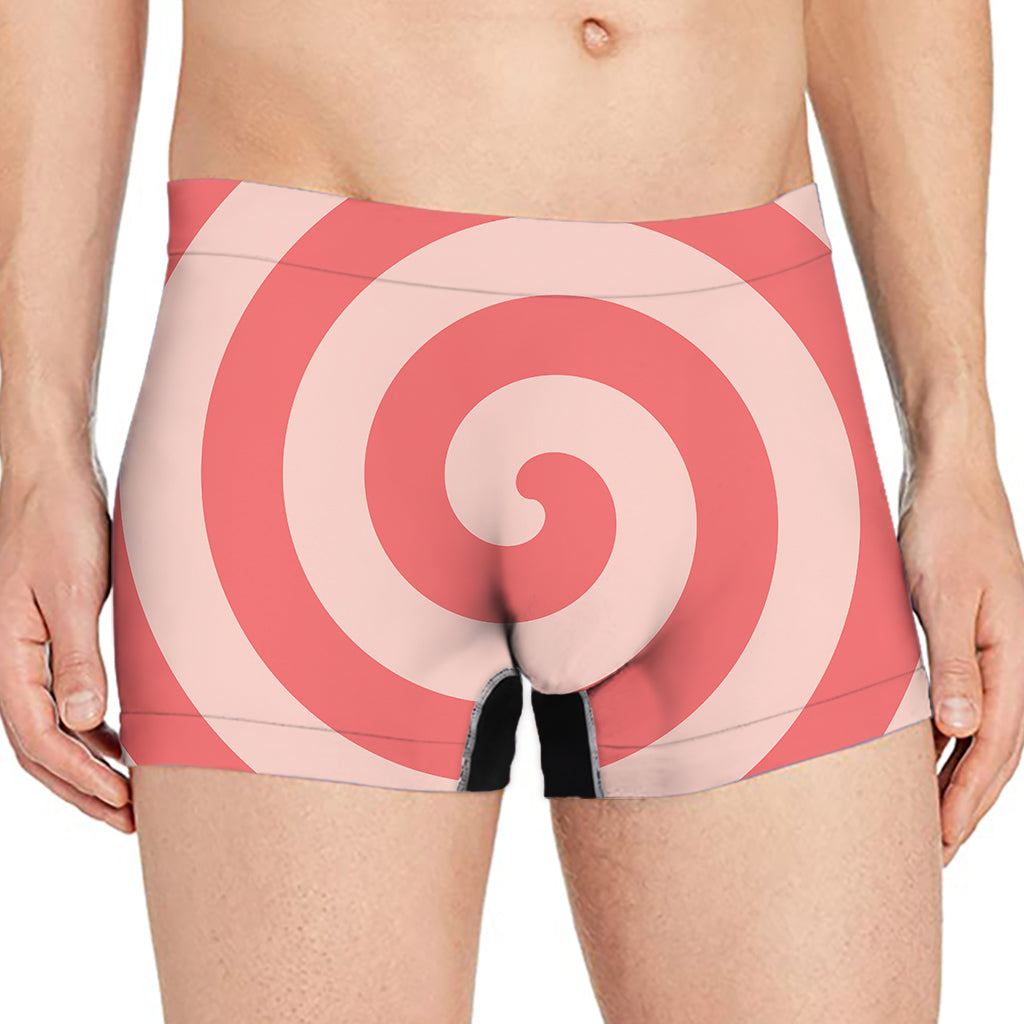 Pink Circle Swirl Print Men's Boxer Briefs