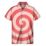 Pink Circle Swirl Print Men's Short Sleeve Shirt