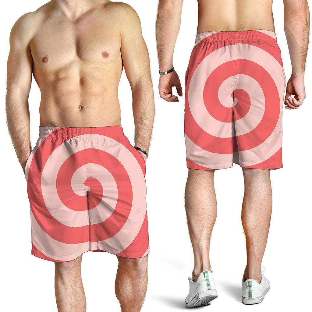 Pink Circle Swirl Print Men's Shorts