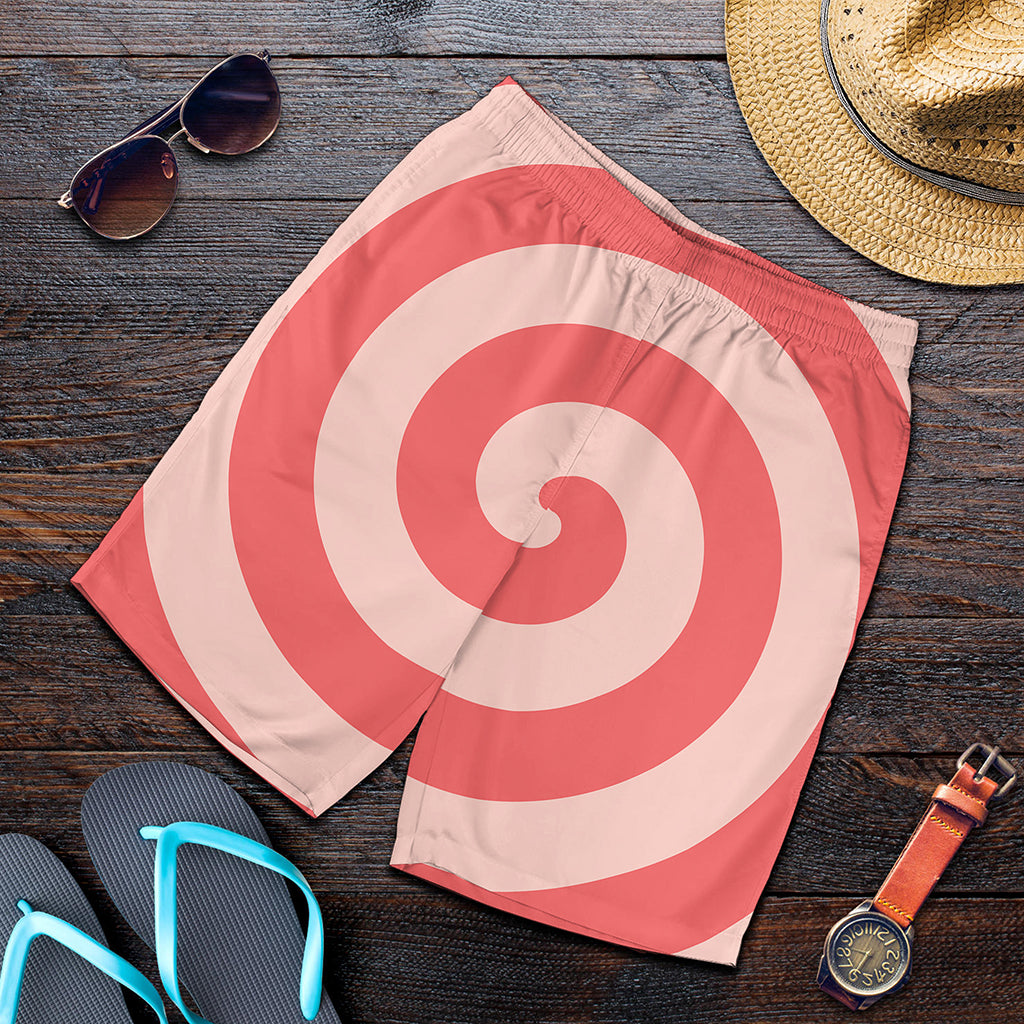 Pink Circle Swirl Print Men's Shorts