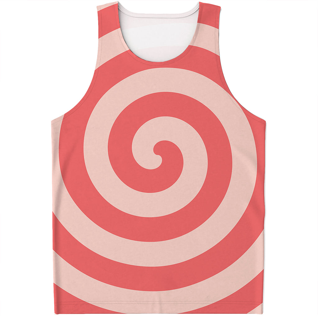 Pink Circle Swirl Print Men's Tank Top