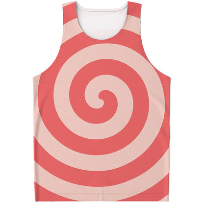 Pink Circle Swirl Print Men's Tank Top