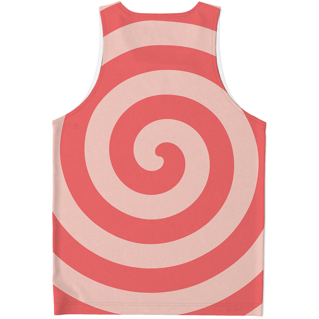 Pink Circle Swirl Print Men's Tank Top