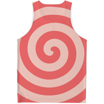 Pink Circle Swirl Print Men's Tank Top
