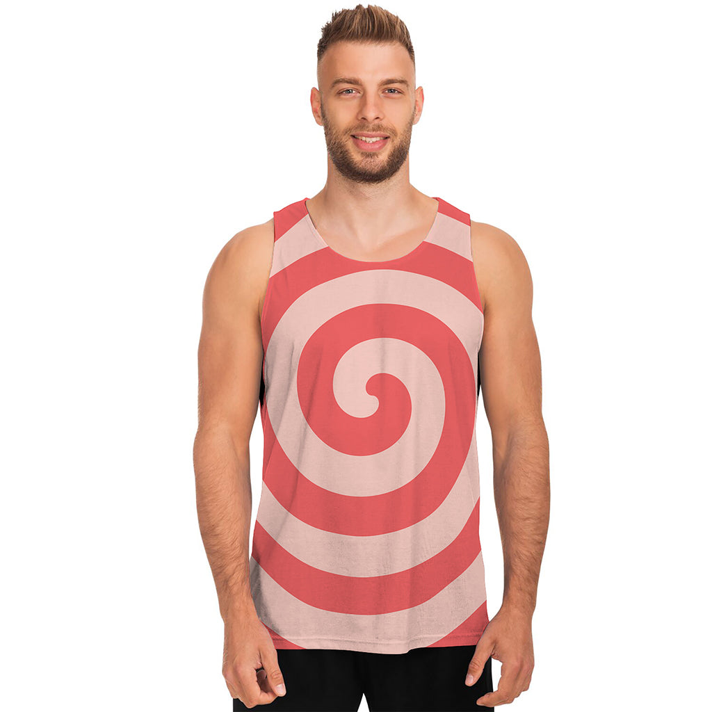 Pink Circle Swirl Print Men's Tank Top