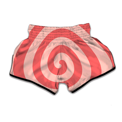 Pink Circle Swirl Print Muay Thai Boxing Shorts