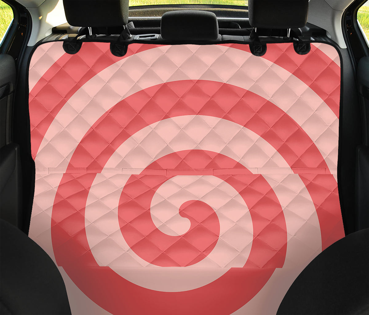 Pink Circle Swirl Print Pet Car Back Seat Cover