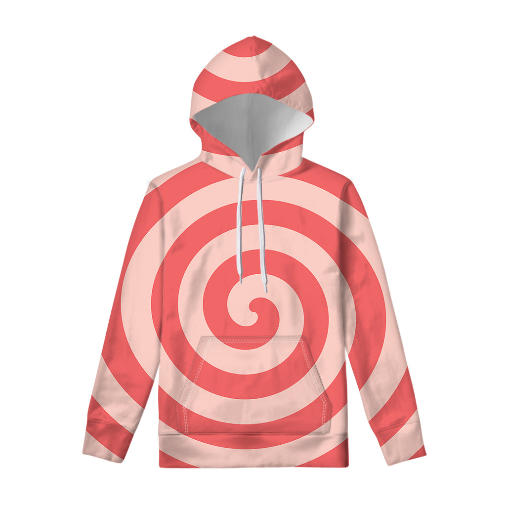 Pink Circle Swirl Print Pullover Hoodie