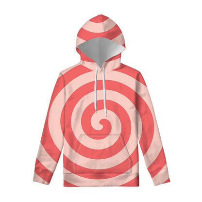 Pink Circle Swirl Print Pullover Hoodie