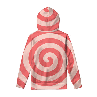Pink Circle Swirl Print Pullover Hoodie