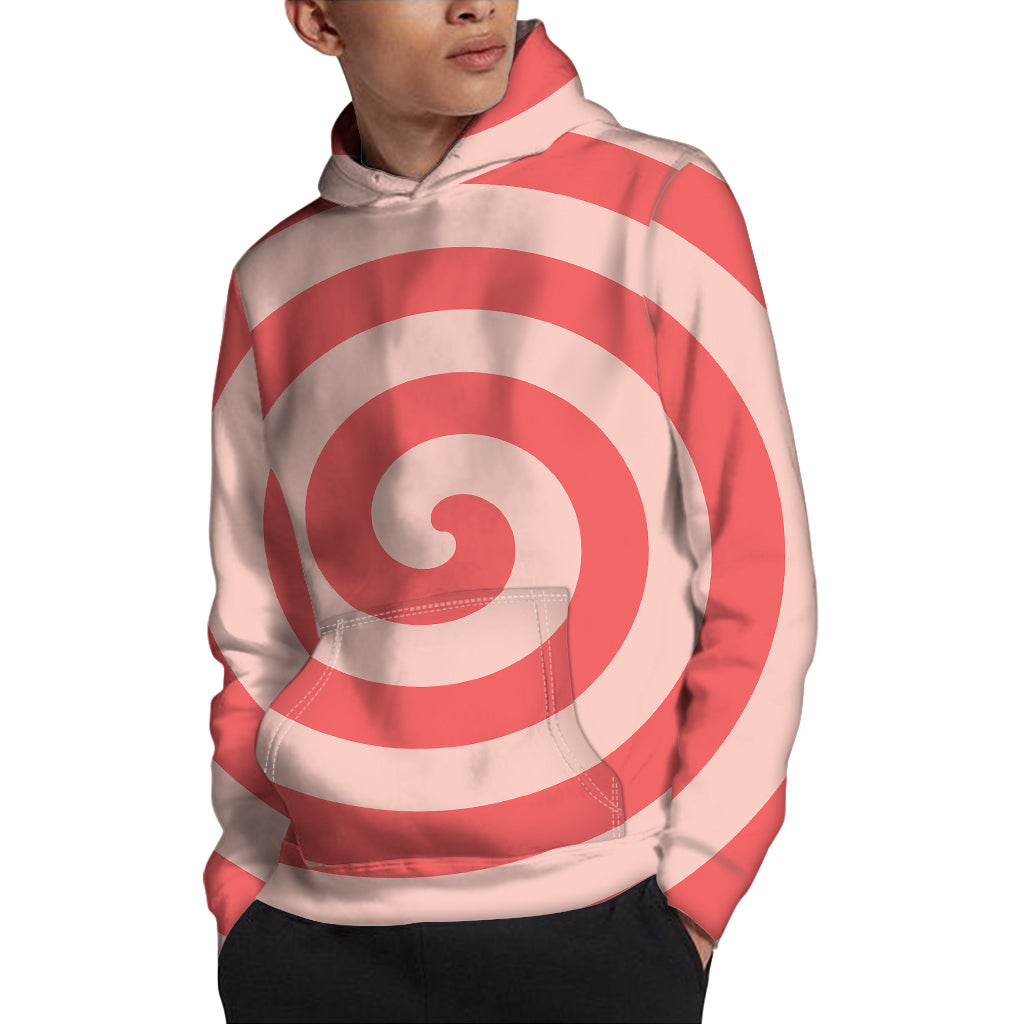 Pink Circle Swirl Print Pullover Hoodie